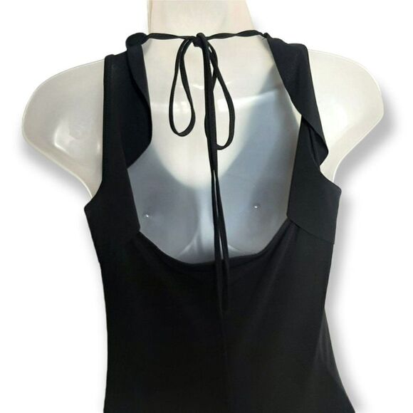 Necessary Objects Y2K Black Ruffle Slip Dress sz S - Picture 4 of 6